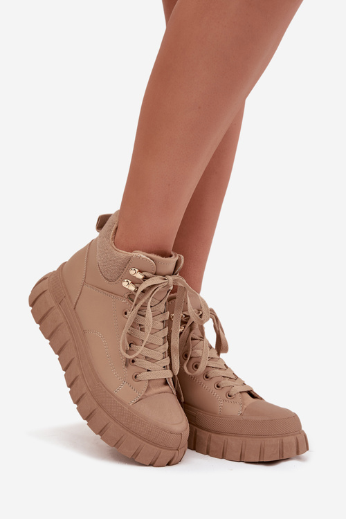 Dámské zateplené kozačky trapery na platformě Camel Carenna