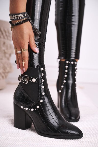 Dámske topánky na perlovom stĺpiku Čierne sloves