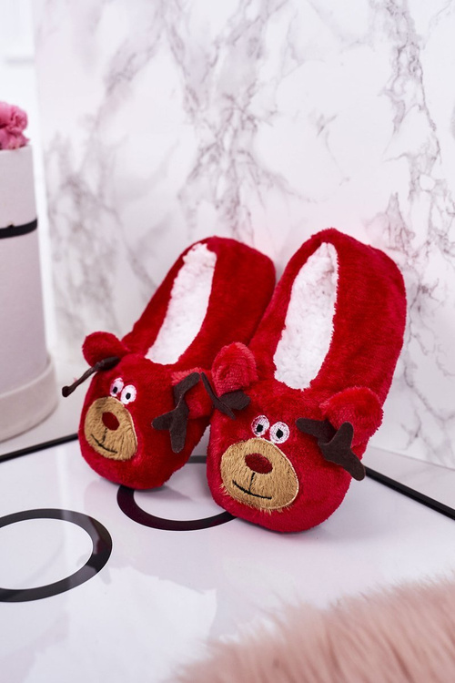 Dětské Vánoční Pantofle Se Sobem2 Červené Xmas