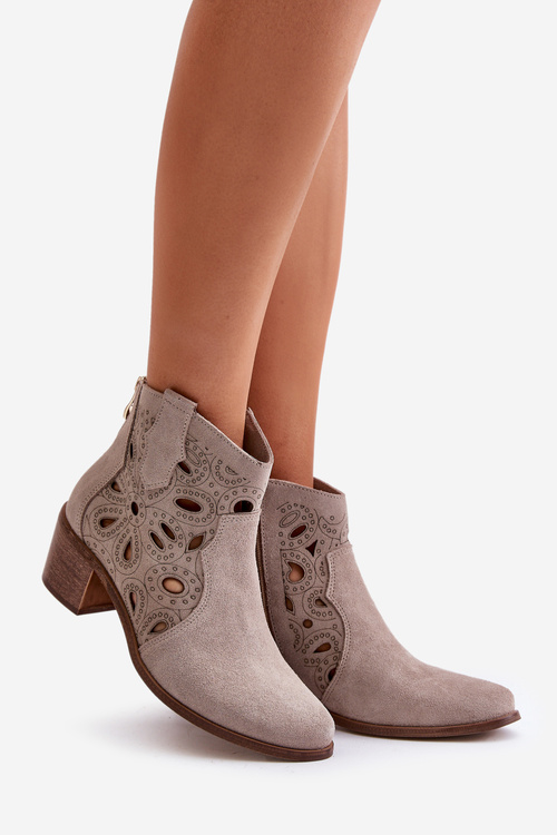 Prolamované Suede Booties Lewski Shoes 3170/2 Cappucino