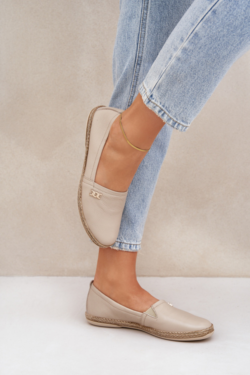 Elegantné Kožené Espadrilky Dámske Béžové Zazoo 10177