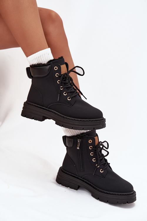 Dámské Zateplené Boty Na Zip Černé Tharika