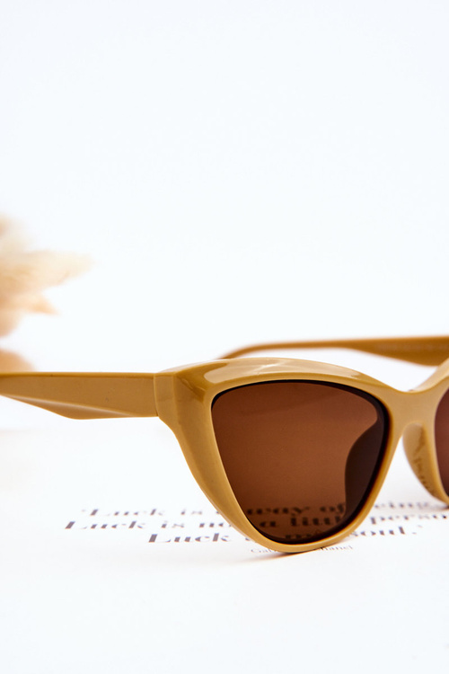 Módní sluneční brýle Cat Eye V090169 Tmavě béžová