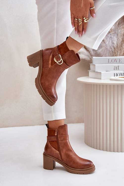 Dámske Čižmy Na Opätku So Zipsom Camel Inabelle