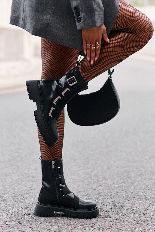 Kožené dámské boty s podšívkou Big Star OO274A256 Černé