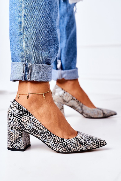 Lodičky Na Podpatku Se Zvířecím Vzorem Lewski Shoes 2801 Černé-Modré