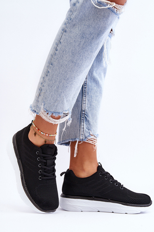 Dámsky čierny lavarone priviazal športové topánky