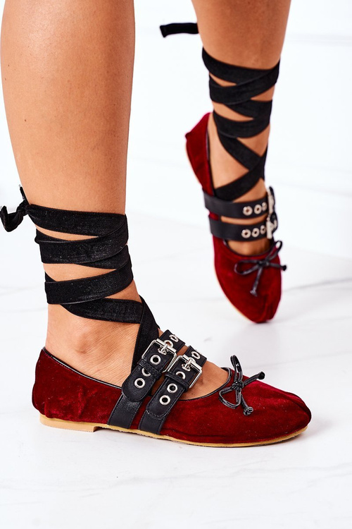 Šněrovací Velurové Baleríny Lu Boo Kaštanové