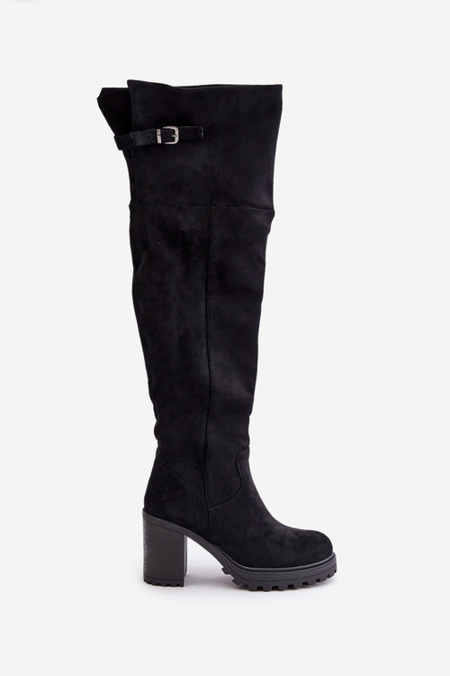 Zateplené Čižmy Na Opätku S Rúškom Po Koleno Čierne Niaviera