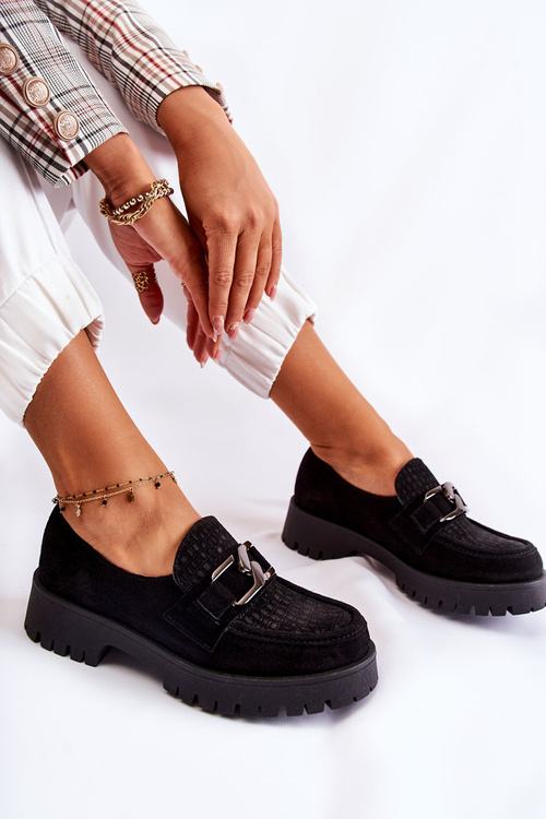 Módne semišové topánky Loafer čierny lemar rayhan