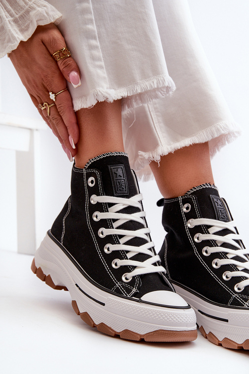 Vysoké Dámské Tenisky na Platformě Černé Valvia