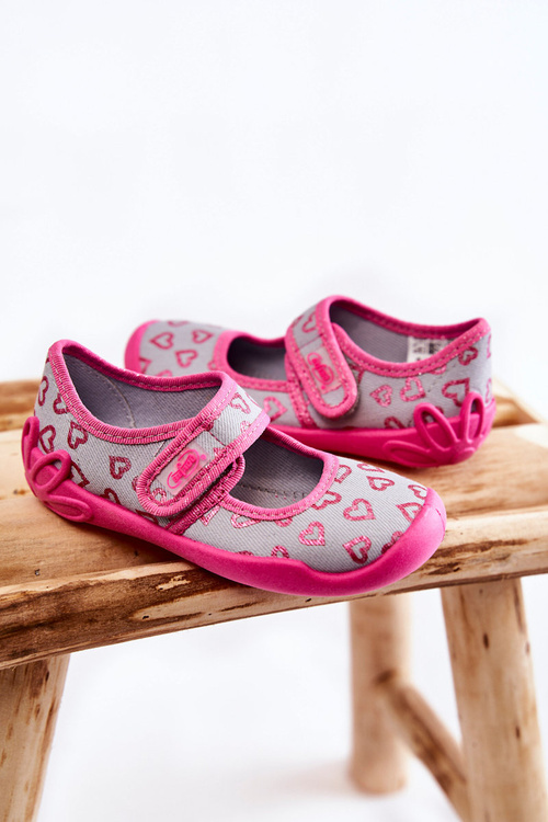 Dětské pantofle Balerína Hearts Befado 123X070 šedo-Růžový