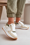 Dámske Sneakersy Na Platforme Z Eko Kože Béžovo-Zelené Issatta