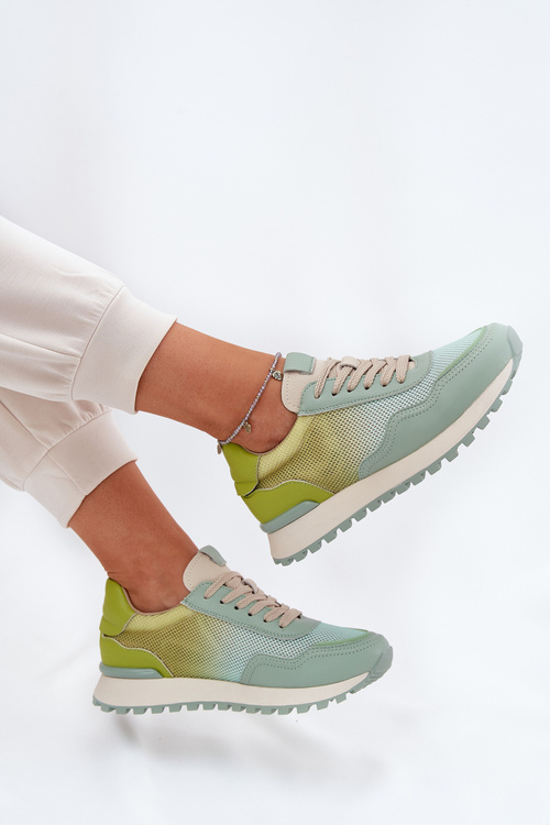 Kožené Sportovní Boty S Síťovinou Dámské Vinceza 66775 Zelené