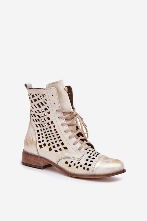 Otvorené kožené topánky Nicole 2627 biele a strieborné