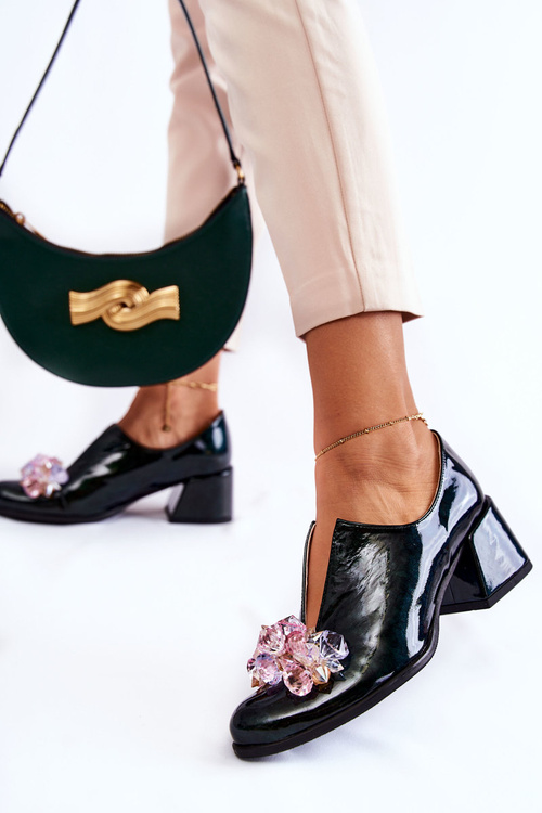 Lakované mozaikové boty s průhlednou dekorací zelene Delaver