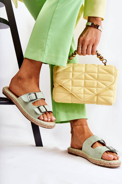 Klasické semišové dámské pantofle zelené Casilda