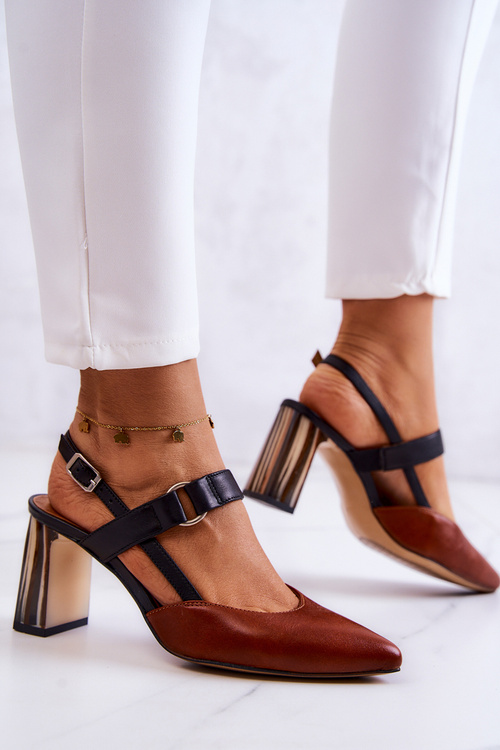 Módní kožené lodičky Maciejka 05498-29 Brown and Black