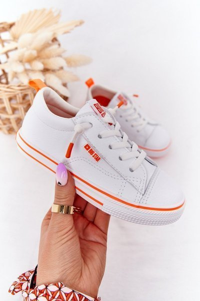 Dětské Kožené Tenisky BIG STAR HH374036 Bílé-Oranžové