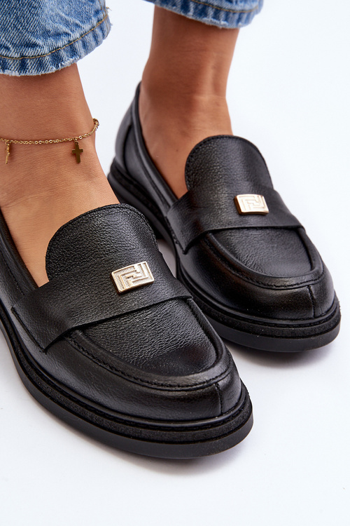 Zazoo 20165 Dámské kožené mokasíny černé