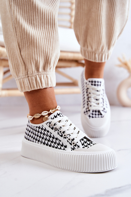 Nízké Tenisky Na Platformě Bílé A černé Mischa