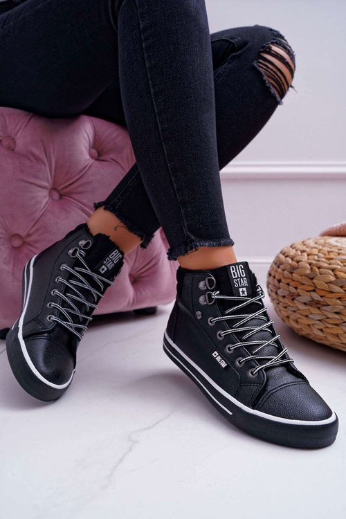 Dámske tenisky s veľkou hviezdou High Black Izolované EE274410