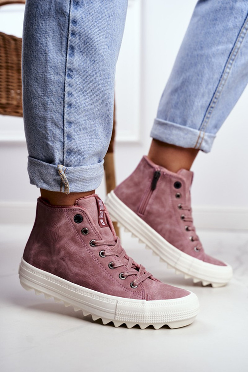 Dámské Tenisky Big Star Vysoké Zateplené Růžové GG274109