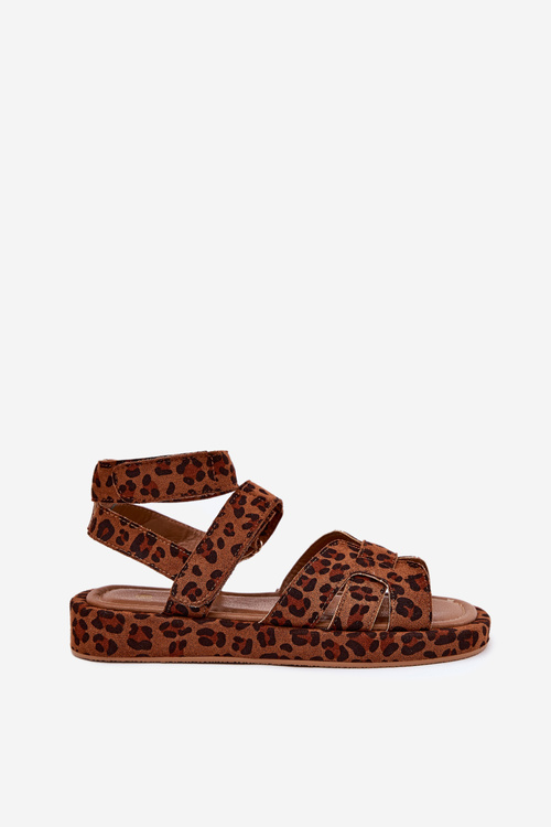 Dámske sandále so suchým zipsom leopard Uvissa