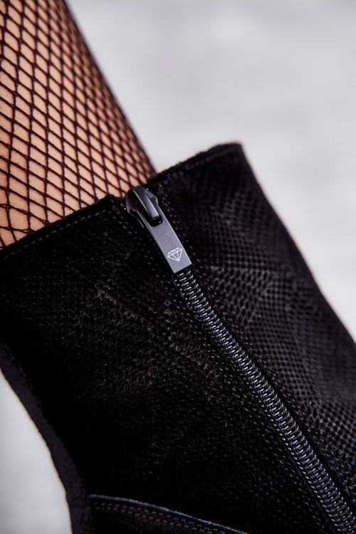 Dámské semišové kozačky na vysokém podpatku Nicole 2757 černe