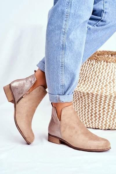 Dámské Kotníkové Boty na nízkém Podpatku Jarní Khaki Viva