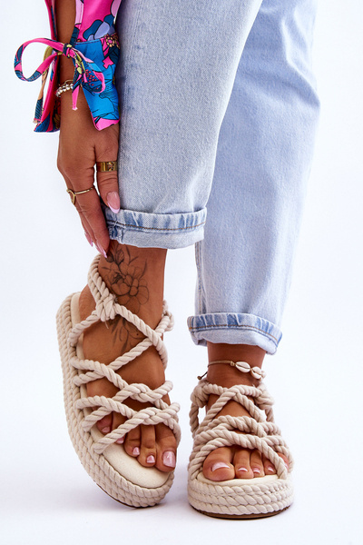 Dámské módní pletené sandály Světle béžová Tiffanie