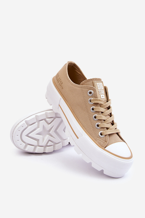 Materiálne tenisky na veľkej hviezde LL274154 Beige Platform