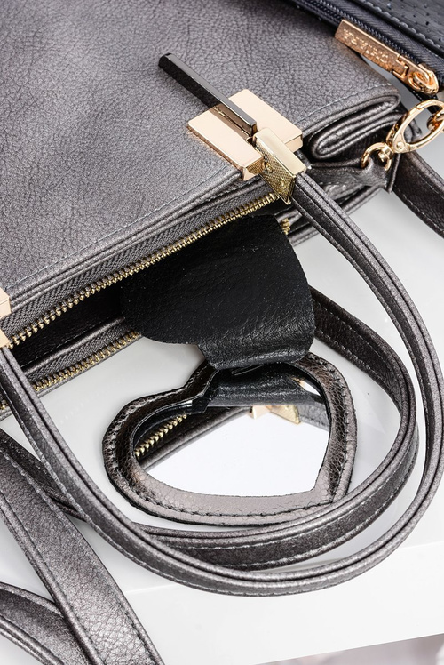 Veľká dámska kabelka striebra + vrecko + zrkadlo Poľsko