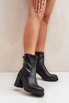 Zateplené čižmy na podpätku s prackou čierne Selavia