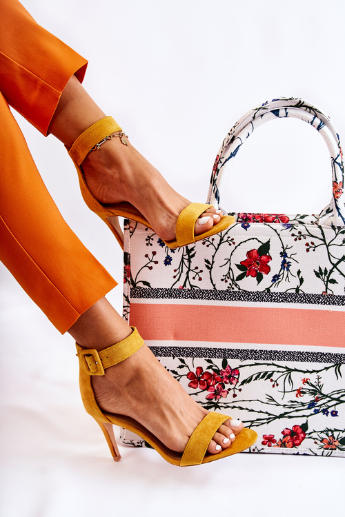 Dámské semišové sandály na vysokém podpatku žluté Marconi