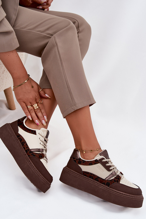 Dámske Sneakers Na Platforme Big Star SS274356 Leopard Hnedo-Bežové