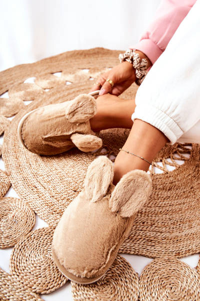 Kožešinové Pantofle S Ušima Béžové Thorpe