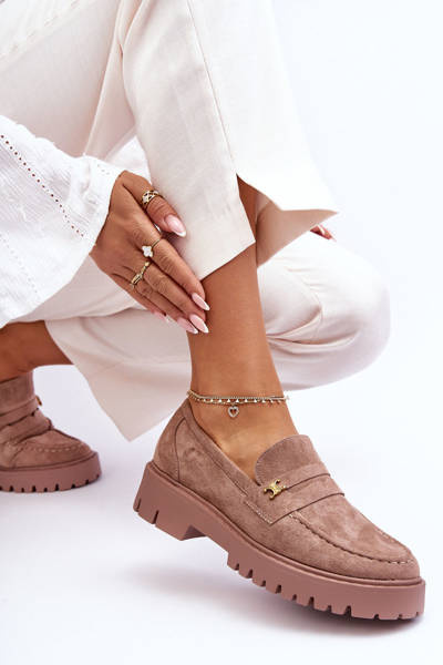 Z Ozdobou Zamszové Mokasíny Hnědé Esperta