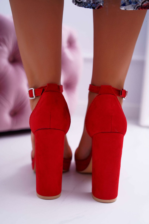 Dámske červené sandále na stĺpe platformy Debora