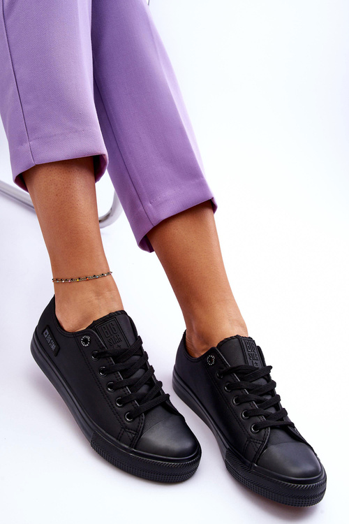 Dámske tenisky s nízkym koženým koženou veľkou hviezdou KK274011 čierna