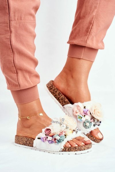 Dámské Nazouváky s Květinami Bílé Enrissa