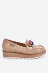 Dámské zdobené mokasíny na platformě Béžová Adelyn
