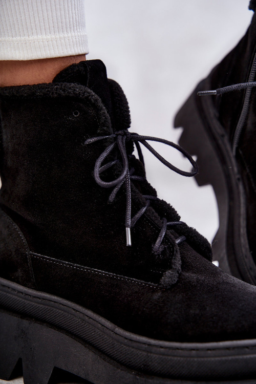 Semišové teplé šněrovací boty Černe Elisabeth