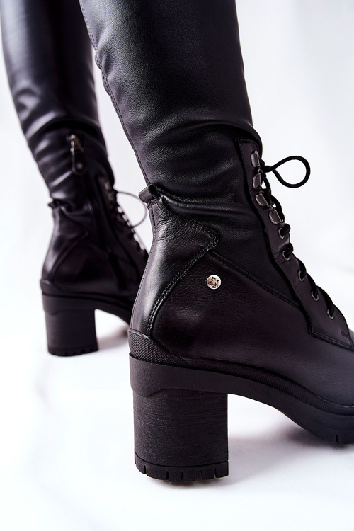 Dámské Kozačky šněrovací Černé Maciejka 04782-01