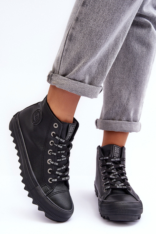 Dámske tenisky s veľkou hviezdou Vysoko izolované čierne EE274110