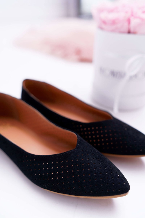 Dámské Baleríny Lu Boo Perforované Černé Dessert