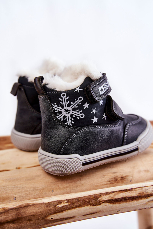 Dětské zateplené kozačky na suchý zip Big Star KK374191 Černe