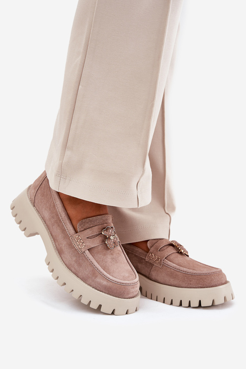 Semišové Dámske Mokasíny S Nášivkou Medveď Vinceza 79533 Béžové