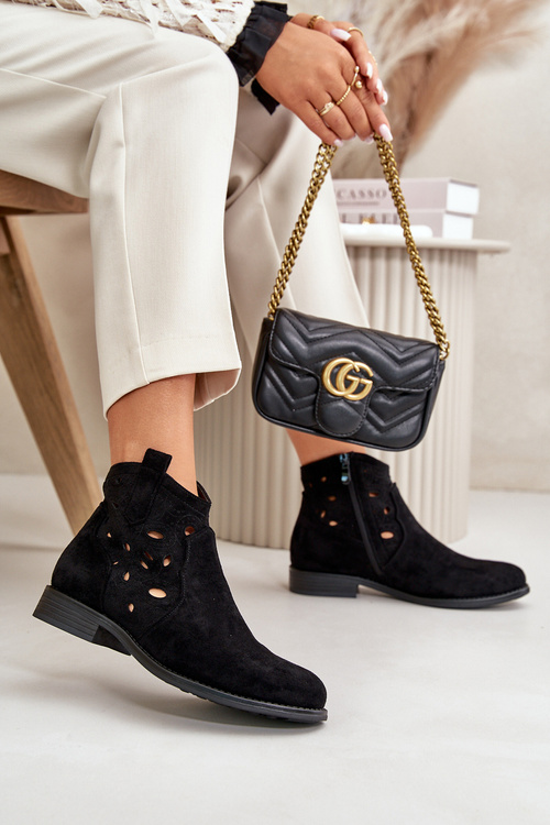 Dámské Botky S Prořezáváním Na Zip Černé S.Barski HY42-081