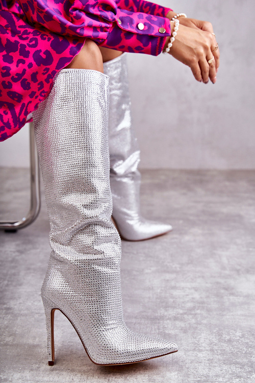 Módne topánky na špendlíku so zirkónmi strieborná lovisa